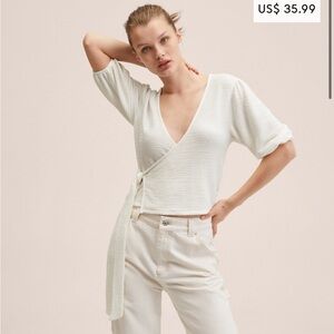 Mango Wrap Bow Shirt, Size Small